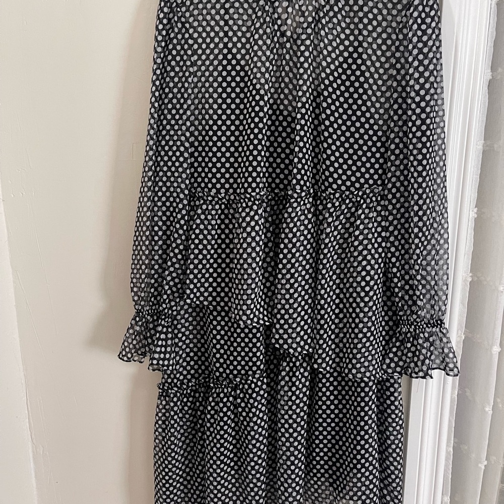 Who What Wear Black and White Tiered Maxi Skirt